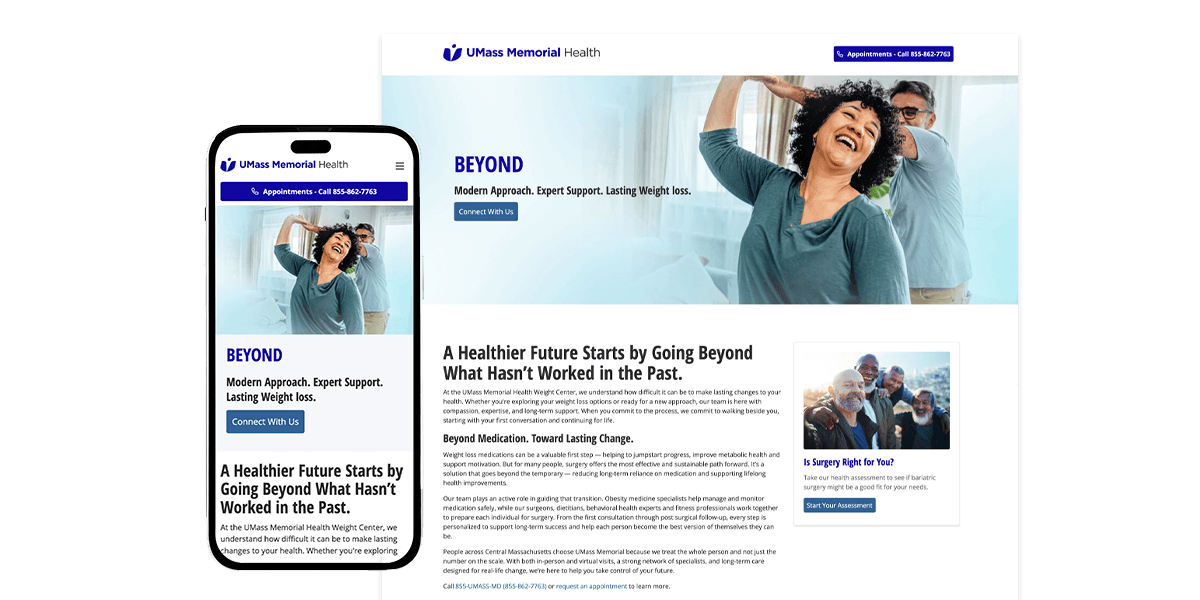 UMMC Bariatrics Landing page creative sample